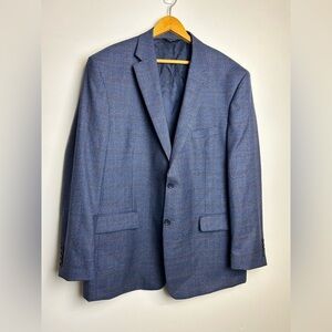JOS A BANK Signature Blazer Men’s Navy Glen Check 100% Wool Coat Sz 48R
